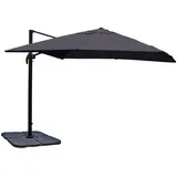 MCW Ampelschirm A96 3x3m Alu/Stahl Anthrazit mit Ständer Drehbar