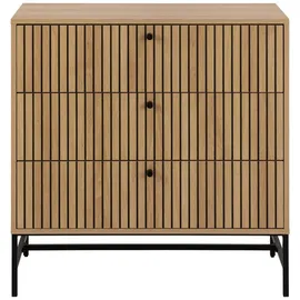 Actona Sideboard ACTONA GROUP Albany, Schwarz, Eiche, Metall, Eiche, furniert, 3 Schubladen, B: 80, 6 cm