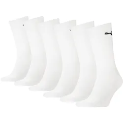 PUMA Unisex Sportsocken, 6er Pack - Sport Crew Socken, ECOM, Logo, einfarbig Weiß 47-49