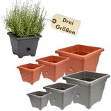 GarPet Pflanzkübel Rechteckig Pflanzkübel Groß Außen Blumenkübel Outdoor Pflanztopf Pflanzkasten Blumentopf Wasserspeicher 40x40 cm)