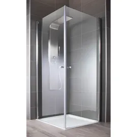 WELLTIME Eckdusche WELLTIME "Florenz 2.2", grau (chromfarben), B:90cm H:190cm T:90cm, Duschkabinen, Hebe-Senk-Mechanismus, mit Drehtüren