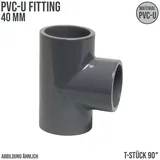 Mega Construx T-Stück 90° Pvc-u 40 mm Klebemuffe 16 bar Grau - Mega