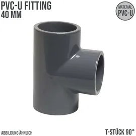 Mega Construx T-Stück 90° Pvc-u 40 mm Klebemuffe 16 bar Grau - Mega