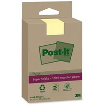 Post-it Super Sticky Recycling Notes Haftnotizen extrastark gelb, 4 Blöcke