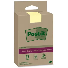 Post-it Super Sticky Recycling Notes Haftnotizen extrastark gelb, 4 Blöcke