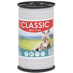 Weidezaunband CLASSIC 200m, 10mm, 4x0,16 Niro, weiß