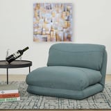 Klappsessel HWC-E68, Schlafsofa Schlafsessel, Stoff/Textil, grau-blau