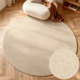 ELLE DECORATION Knots Wollteppich Ø 160 cm Hellbeige