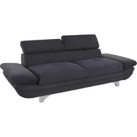 Cotta 3-Sitzer "Enterprise", schwarz, B:233cm H:75cm T:104cm, Struktur (100% Polyester );Chenille (90% Polyester; 10% Polyamid ), Sofas, Big-Sofa, mit Armteilverstellung & Kopfteilverstellung