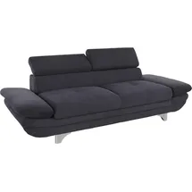 Cotta 3-Sitzer "Enterprise", schwarz, B:233cm H:75cm T:104cm, Struktur (100% Polyester );Chenille (90% Polyester; 10% Polyamid ), Sofas, Big-Sofa, mit Armteilverstellung & Kopfteilverstellung