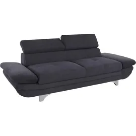 Cotta 3-Sitzer "Enterprise", schwarz, B:233cm H:75cm T:104cm, Struktur (100% Polyester );Chenille (90% Polyester; 10% Polyamid ), Sofas, Big-Sofa, mit Armteilverstellung & Kopfteilverstellung