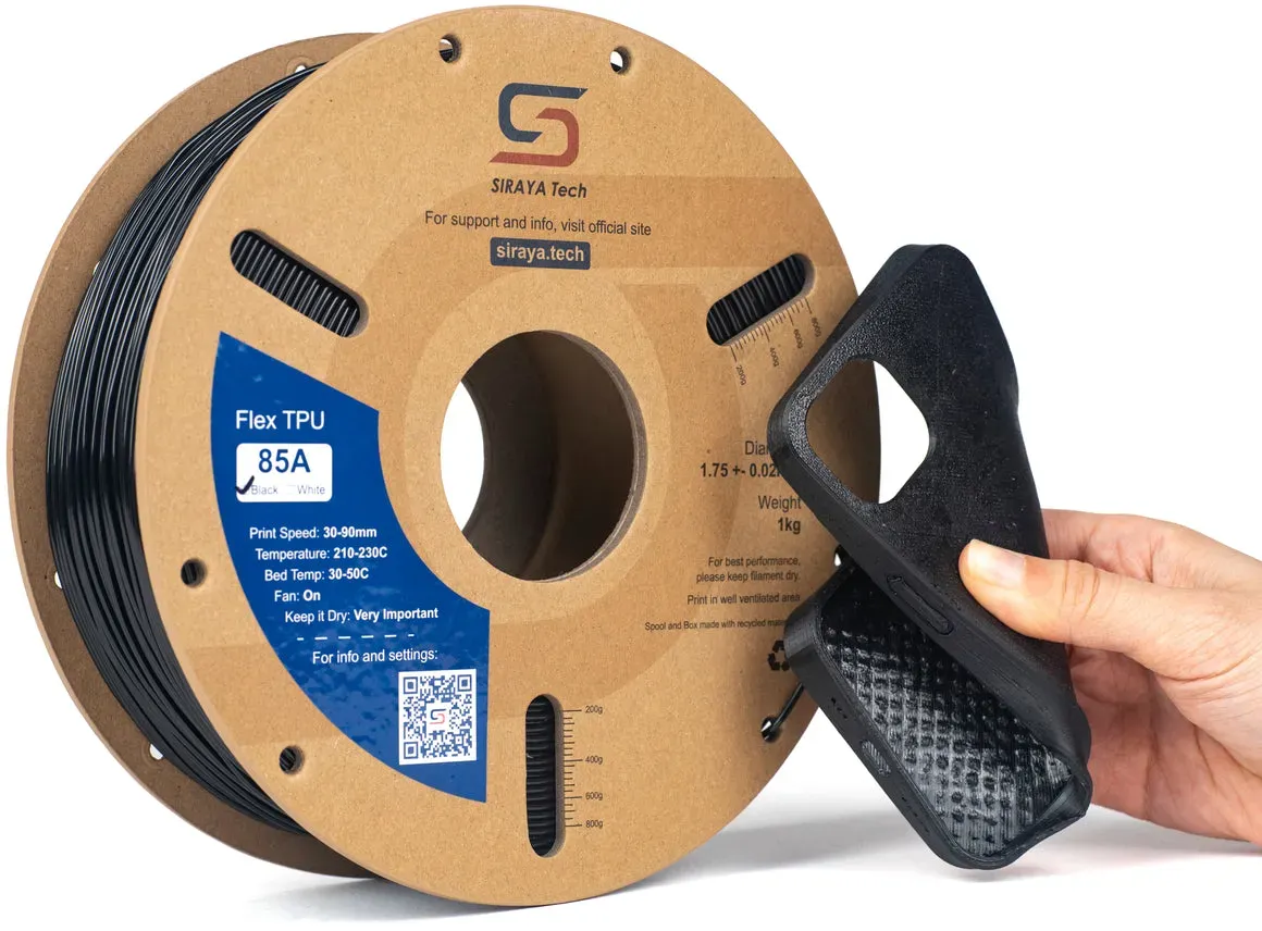 Siraya Tech Flex TPU 85A, Farbe: Schwarz, Filamentgröße: 1.75mm, Gewicht: 1 kg