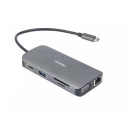Deltaco USB-C Dockingstation mit 9 Ports - Grau