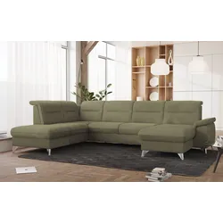 Wohnlandschaft SIT & MORE "Astoria U-Form", grün, B:327cm H:91cm T:225cm, 100% Polyester, Sofas, wahlweise mit motorischer Relaxfunktion