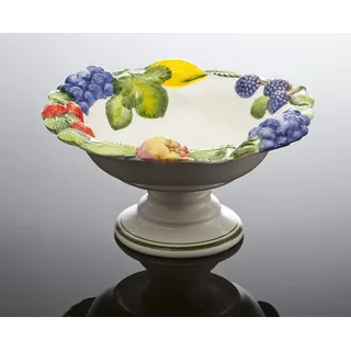 Bassano italienische Keramik mediterrane Obstschale mit Fuß, Etagere 31x16