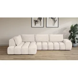 Ecksofa INOSIGN "AZITA Designsofa, elegant und bequem L-Form, Bubble-Optik", beige, B:352cm H:72cm T:210cm, 100% Polyester, Sofas, lose Rückenkissen, traumhafte Steppung, Maße B/T/H: 352/210/72 cm
