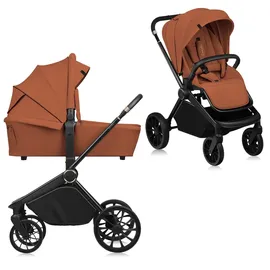 lionelo Mika Plus 2-in-1 Buggy 0-48 Monate (22kg), XXL-Verdeck mit UPF50+, 3-stufige Verstellung des Elterngriffs - Brown Rust - Braun