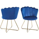 SalesFever Muschelstuhl, 2er Set 2 Stk.Muschel-Design, blau , Maße cm B: 69,5 H: 85