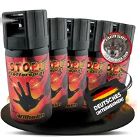 5 x Wilhelm Pfefferspray 40 ml Tierabwehr Selbstverteidigung CS Gas KO Spray hochdosiert (ca. 2 Mio. Scoville) effektives Verteidigungsspray (Fog, 40ml)