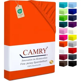 Camry Spannbettlaken Jersey-Baumwolle 90 x 200 - 100 x 200 cm Orange