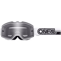 O'Neal | Fahrrad- & Motocross-Brille | MX MTB DH FR Downhill Freeride | Verstellbares Band, optimaler Komfort, perfekte Belüftung | B-20 Goggle | Erwachsene | Schwarz Weiß Grau | One Size