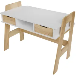 Juskys Kinder Schreibtisch Fietje - höhenverstellbar, 2 Schubladen, viel Stauraum, kratzfest