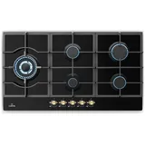 Gaskochfeld 90 cm 5 Flammen Glaskeramik Oberfläche Gas Cooker Hob 11100W Schwarz