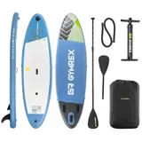Gymrex Stand Up Paddleboard SUP-Board aufblasbar 105 kg hellblau Doppelkammer
