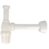 tecuro Flaschensiphon für Waschtisch, 1 1/4 Zoll x 32 mm, Tauchrohr kürzbar, - Kunststoff weiß -