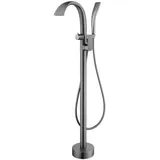 SDYAYFGE Freistehende Wasserfall Badewanne Armatur Standarmatur Wannenarmatur Einloch Mit Um 360° Drehbarem Auslauf,Grau