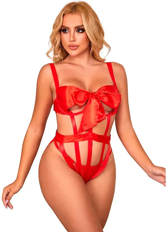 SUBBLIME  Sexy Body mit Cut-outs und Schleife - L/XL / Rot