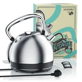 Arendo Wasserkocher Retro 1,7 l Silber