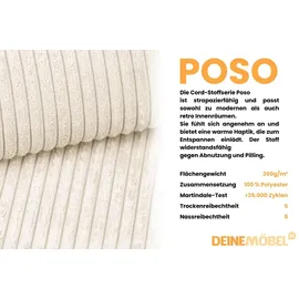 dein schlaf 24 BOXBETT LON III 160/200 in Cord Creme H4 - Creme
