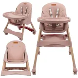 COIL Kinderstuhl Kinderhochstuhl, Babystuhl 2-in-1, Hochstuhl zum Füttern, 6 bis 36/96 Monate, 5-Punkt-Gurt, belastbar bis 15 kg/30 kg rosa