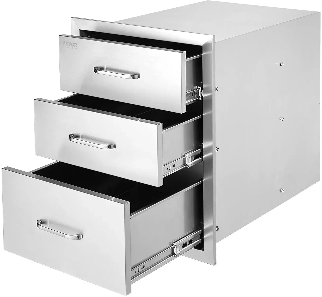 VEVOR Outdoor-Küche Edelstahl Dreifach-Zugang BBQ Schubladen mit Chrom Griff, 458 x 585 x 588 mm