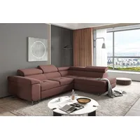 Fun Möbel Couchgarnitur JADE Stoff Bordeauxrot mit Schlaffunktion Ottomane