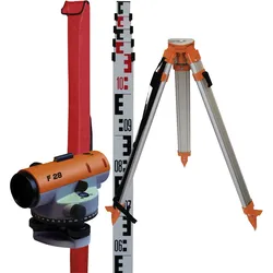 Nivellier-Set F28 28-fach m.Alustativ u.Teleskop-Nivellierlatte 5 m, 465105