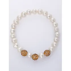 Armband LADY, weiß (weiß, weiß), Armbänder, Damen, Glas-Perlen, Glas, Perlen, Perlenarmband