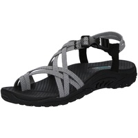 SKECHERS Damen Reggae Irie Mon Zehensandalen mit Mehreren Riemen Sportsandale, Schwarz/Weiß, 38