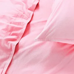 wometo Bettwäsche Renforce Stone-Washed 155x220 & 80x80 cm 100% Baumwolle - rosa OekoTex weich modern Used-Look Leinen-Optik