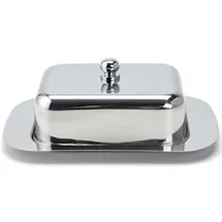 Echtwerk Butterdose aus Edelstahl 18,5x12,2x7,0 cm Silber-Edition