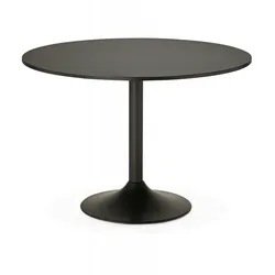 Runder Esstisch Holz Metall Schwarz | Küchentisch mit zentralem Bein für 5 Personen | Konferenztisch mit verstellbarem Fuß | Kadima Design
