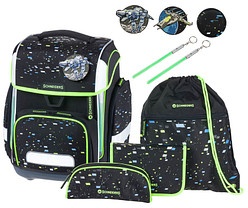 SCHNEIDERS Schulranzen-Set Ergolite Galaxy Kunstfaser schwarz/gelb