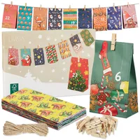 LIVAIA DIY Adventskalender 2025 für Frauen, Männer und Kinder - Adventskalender zum Befüllen mit 24 bedruckten Papiertüten, Holzklammern und Juteschnur - Kreativer Adventskalender zum Selberfüllen