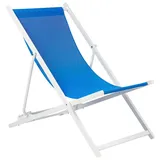 Beliani Liegestuhl Weiß, Blau Metall, 60x79x95 cm,