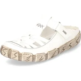 Rieker Damen Clog aus Leder offen mit Klettverschluss und Riricon Sohle L0396, Größe:40 EU, Farbe:Weiß - Weiß 40