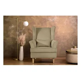 Konsimo Ohrensessel Stralis Textil 82 x 108 x 80 cm Creme mit Kissen