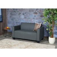 2er Sofa Couch Moncalieri Loungesofa Kunstleder ~ dunkelgrau