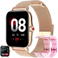 Damen-Smartwatch mit Telefonfunktion, 1,69-Tracker-Uhr mit Menstruationszyklus, Herzfrequenz, SpO2, Schlafüberwachung, Schrittzähler, Uhr Android... - Gold