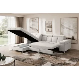 altdecor Ecksofa Cord mit Schlaffunktion 2-Sitzer Creme